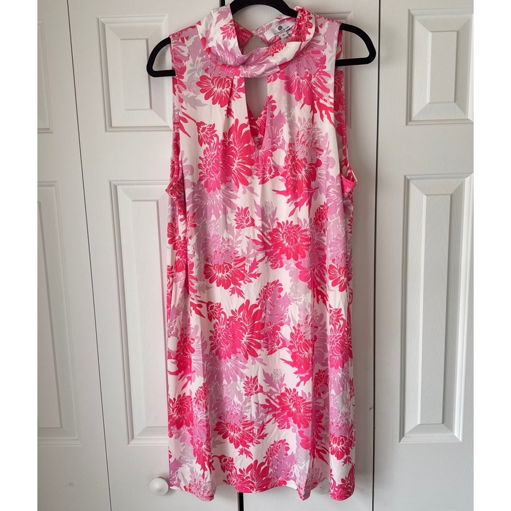 Jean-Pierre Klifa Paris Pink Floral Keyhole Sleeveless Shift Dress Womens XL